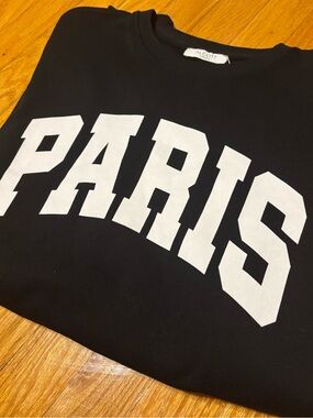 Alcott Black Crewneck Sweater with White PARIS Graphic